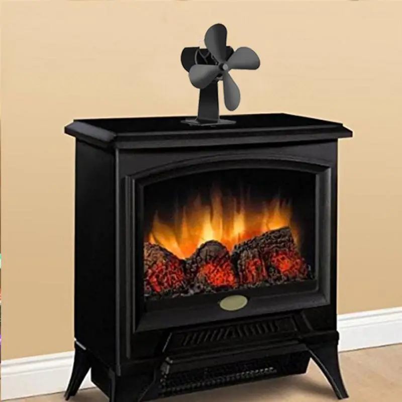 

4 Blades 203CFM Wood Heater Eco Fan Stove Fire Heat Powered Circulating Fireplace Fan Home Livingroom winter warm accessories