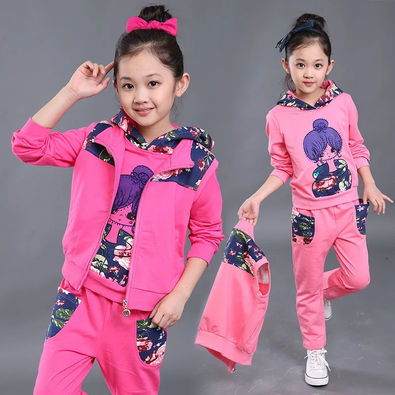 

Autumn Girl Vest Hoodies Pants Sets Ropa Kids Clothes Casual Baby Set Tracksuit Children Clothing Infantil Bunchems Suit
