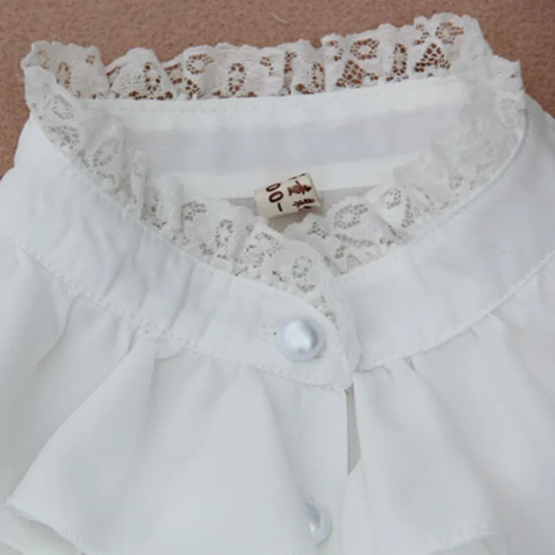 Chiffon Lace Baby Big Girls Blouse Long Sleeve School Girl Shirt Kids Tops 2-16 Y kids shirts