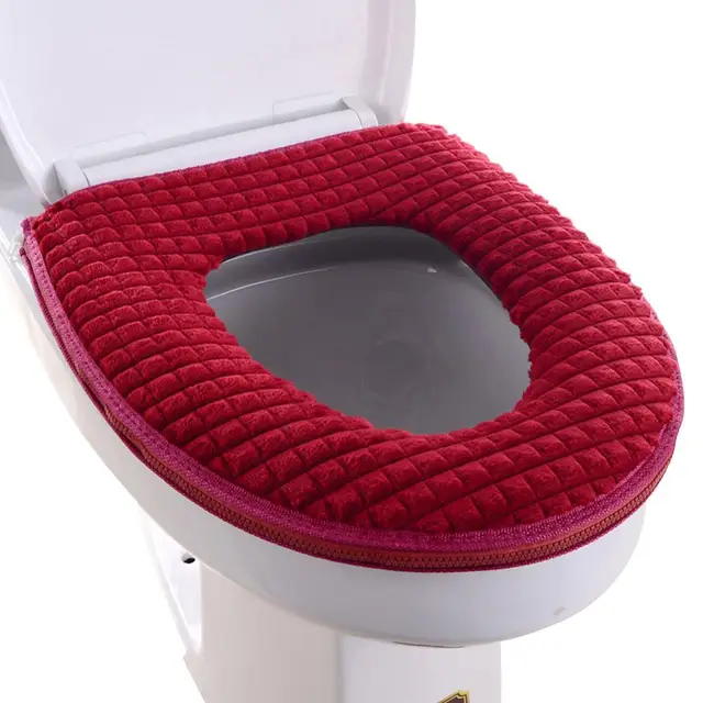 Diamond Toilet Seat Mat Set Solid Color Warmer Mat Toilet Seat Cover