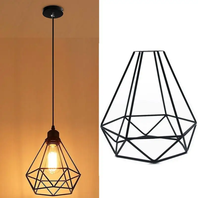 

Pendant Home Cage Shape Shop Light Cover Decorative Retro Lampshade Indoor Ceiling DIY Accessories Hanging Vintage Iron