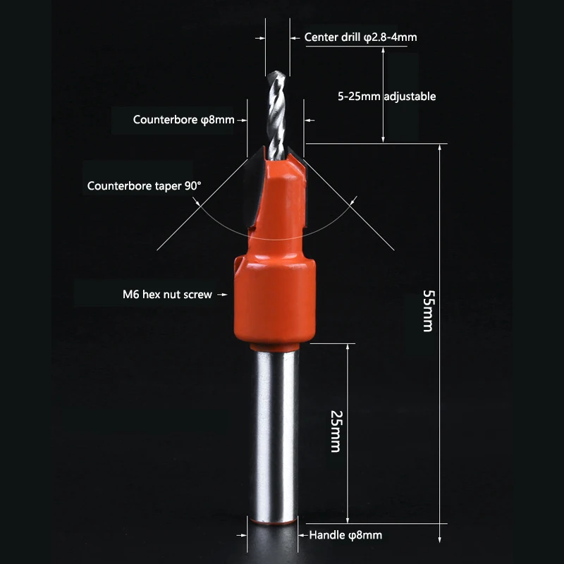 1 шт. деревообрабатывающее ступенчатое сверло 2,8*8 мм-3,2*10 мм потайная головка Дерево Конус отверстие для раковины винтовое Отверстие Сверло для снятия фасок