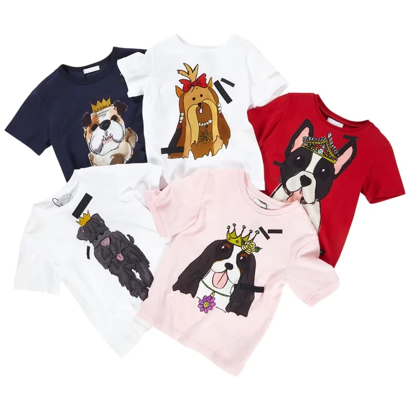Летние модные топы для малышей; милая футболка с цифровым принтом щенка для мамы и дочки; мягкая хлопковая футболка с цифровым принтом