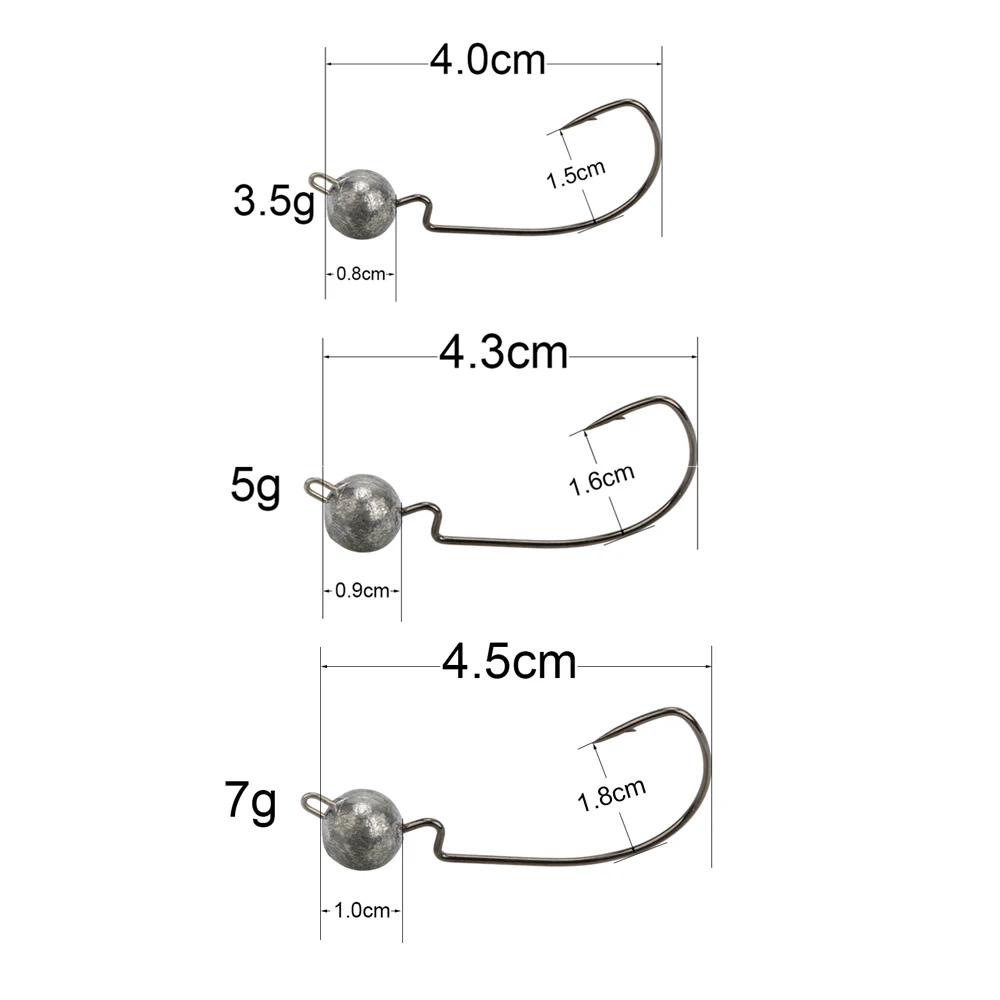 Goture 10 шт. Lead Jig Head бронзовых морских рыболовных крючков Нержавеющая сталь с