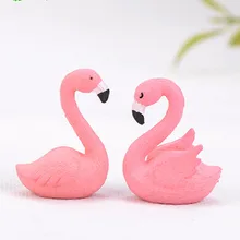 2 Pcs Cute Mini Pink Bird Fairy Garden Figurines Miniature Resin Crafts Ornament Gnomes Micro Landscape Home Decoration