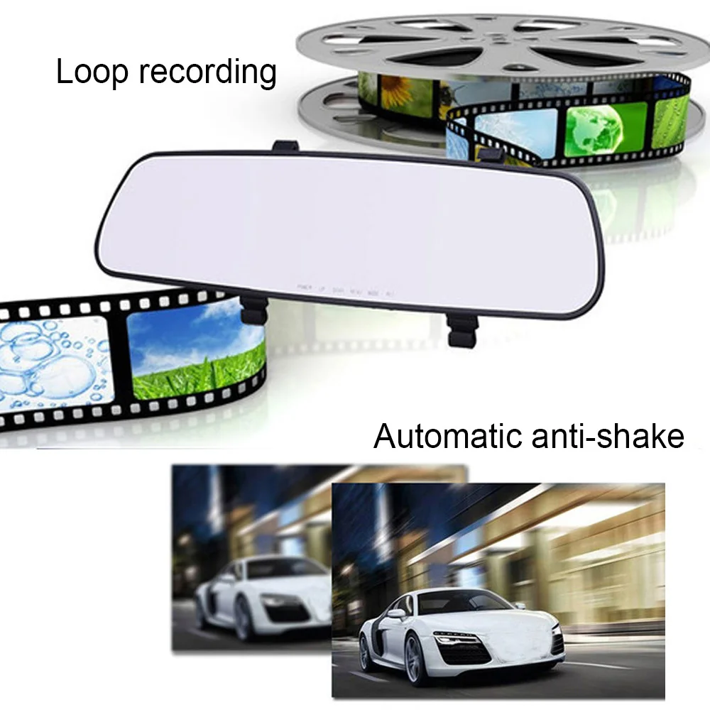 TOSPRA Full HD 1080P Автомобильная DVR камера Авто 3 2 дюйма синий/белый зеркало заднего вида