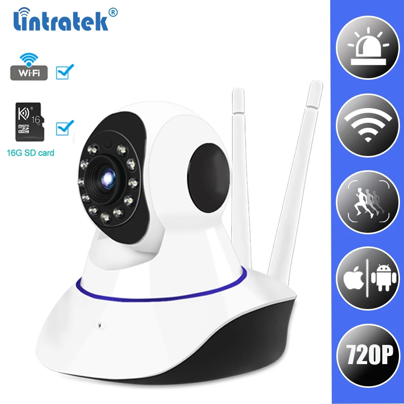 

IP Surveillance WiFi Camera HD 720P Wi-fi Mini CCTV Camera Wireless Home Security Baby Monitor Cam with 16G SD Card LINTRATEK