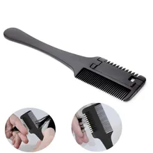 Горячая новинка, расческа-бритва для волос, двухсторонняя пластиковая ручка, для салона, для резки, истончение, сделай сам, триммер для укладки волос, расческа для волос HY99 JA03