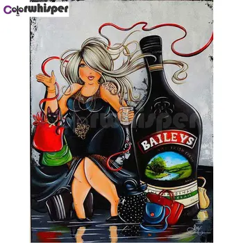 

Diamond Painting Full Square/Round Daimond Painting Fasion Drinking Lady Baileys Mosaic Rhinestone Embroidery Cross Stitch 326DP