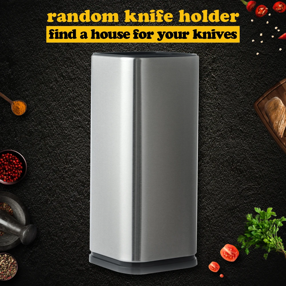 

XYj Kitchen Knife Holder 8 inch Stainless Steel Cooking Knives Stand Large Capacity Kitchen Helper For Scissors Sharpener