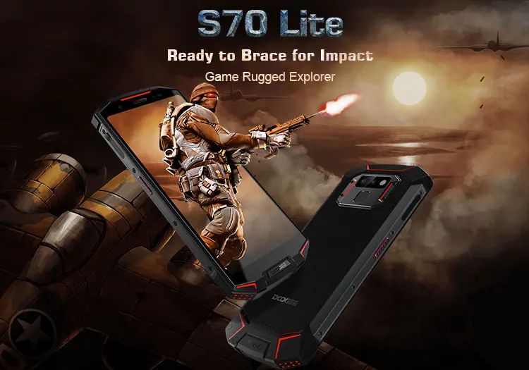 DOOGEE S70 LITE 4GB RAM 64GB ROM Helio P23 MTK6763T 2.5GHz Octa Core 5.99 Inch IPS Corning Gorilla Glass 4 FHD+ Screen Dual Camera IP68 IP69K Waterproof Android 8.1 4G LTE Smartphone