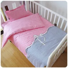 Promotion! 3PCS Kitty Mickey Baby Bedding Set for Crib Newborn Baby Bed Linens for Girl Boy ,Duvet Cover/Sheet/Pillow Cover,