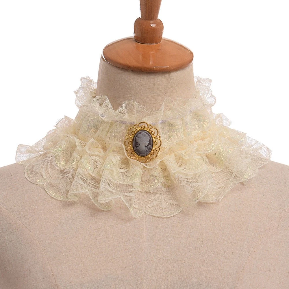 Retro Victorian Detachable Collar Ruffled Collar White Neck Ruff Costume Collar