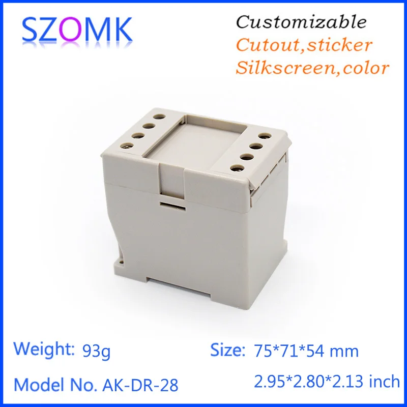 

1 piece din rail plastic enclosures for electronics pcb design and 75x54x71mm for plastic case housing enclosures din rail wall
