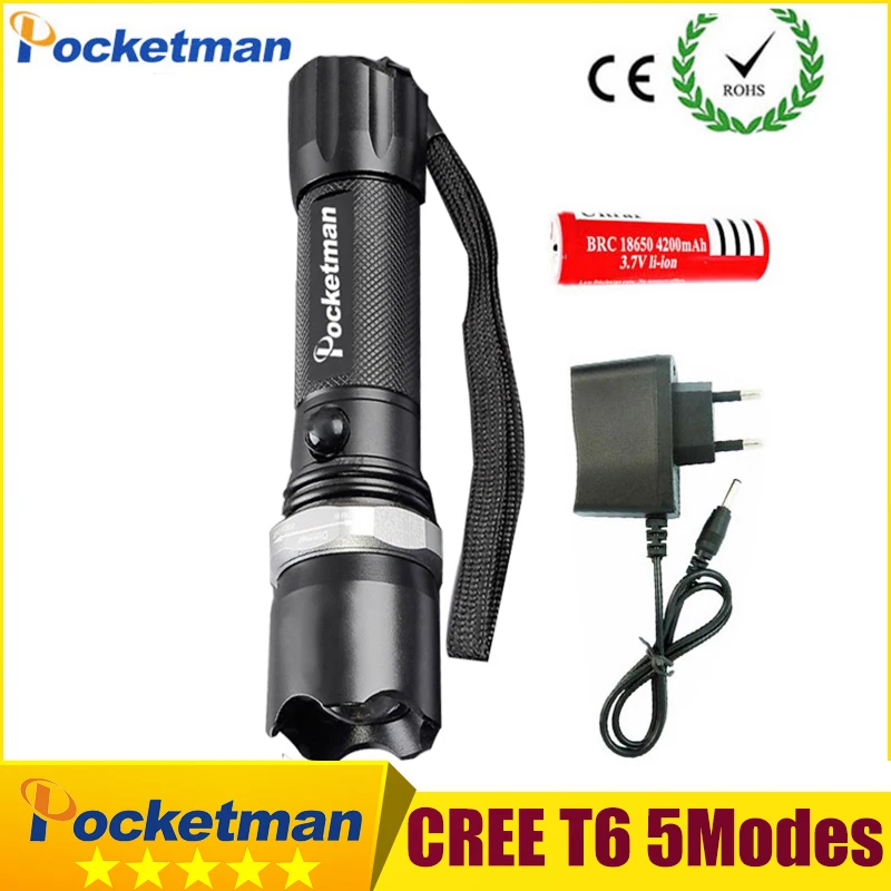 

USA FT17 XM-L T6 3800LM Tactical led Torch Zoomable LED Flashlight Torch light for AAA or 1xRechargeable 18650 Battery