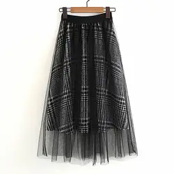 2018 женские юбки с кисточками длинная юбка летняя пачка Сексуальная облегающая юбка-карандаш клетчатая ковбойская весенне-летняя