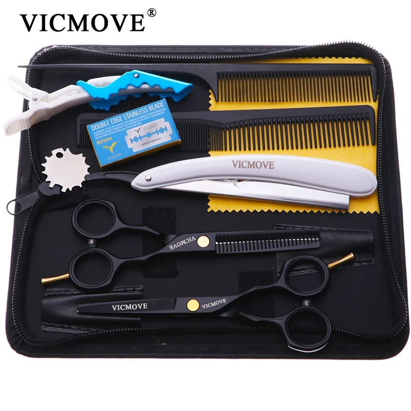

5.5" hair scissors sale black japan shears hairdressing scissors set salon barber thinning scissors hairdresser razor haircut