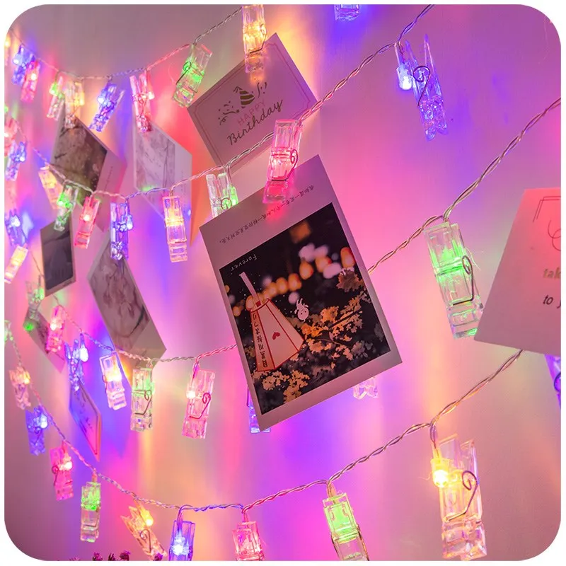 

Battery Powered Garland LED Holiday String Lights Novelty Fairy Lamp Card Photo Clip Luminaria Festival Christmas Wedding Decor