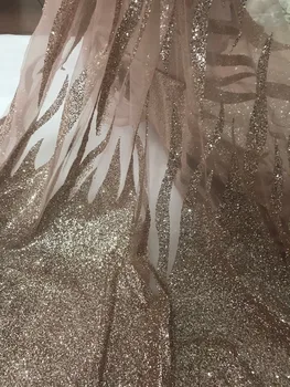 

particular JIANXI.C-8507 glued glitter with sequins hot sale African tulle net lace fabric