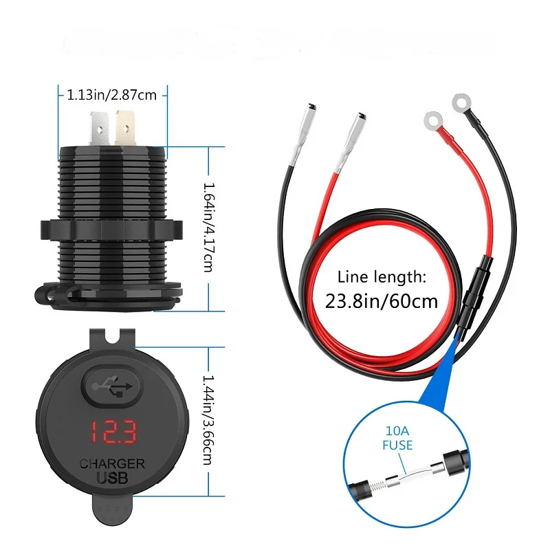 12 В 18 Вт 12 В/24 В Quick Charge 3,0 USB Автомобильное зарядное устройство адаптер питания водостойкий с выключателем светодиодный цифровой игровой для автомобиля RV