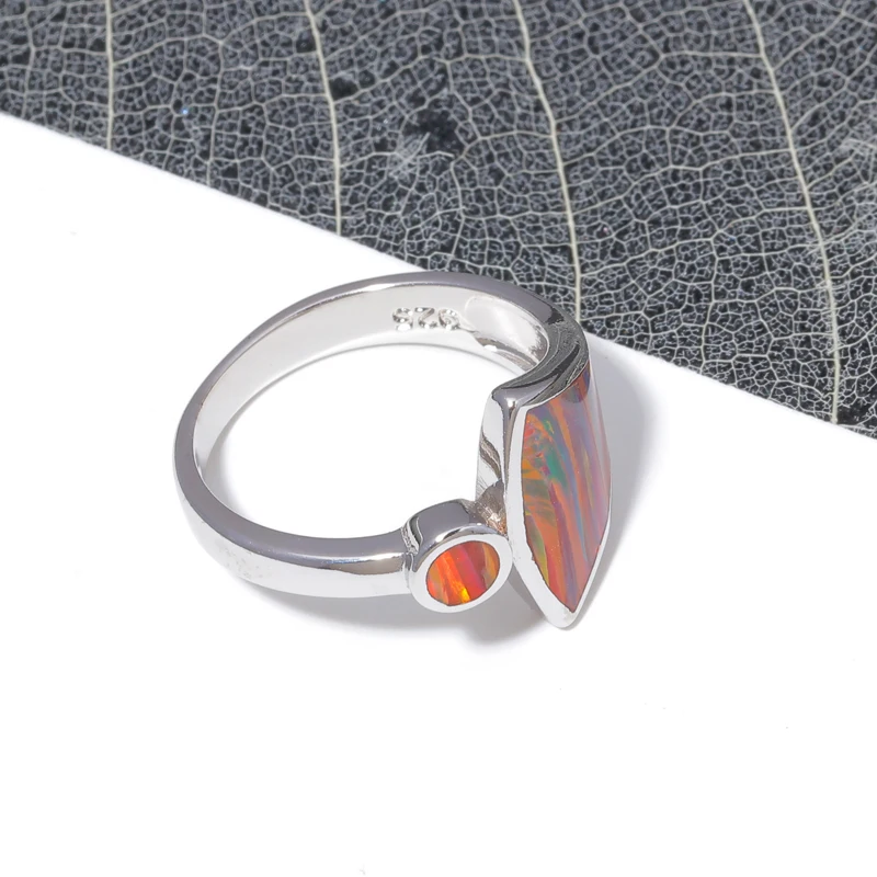 CiNily радужные кольца с большим огненным опалом посеребренные оранжевые красные синие секторные кольцо в форме капли с камнем ювелирные изделия подарок для женщин девушек