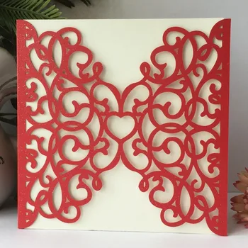 

40pcs/lot European Style Wedding Invitations Card Laser Cut Hollow Out Square Birthday Party Invitations Greeting Gift Card