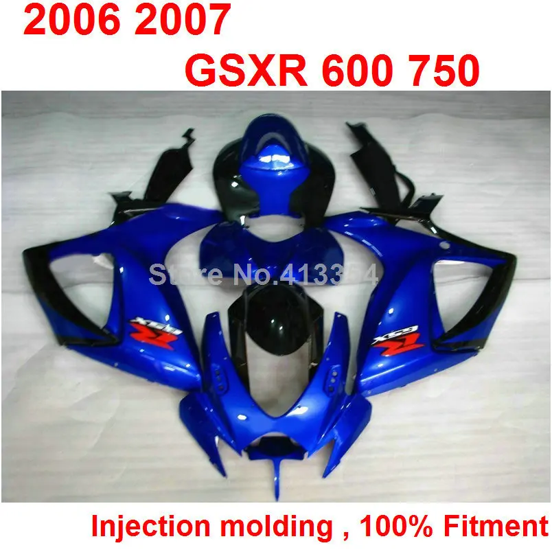 font b Motorcycle b font free customize fairings for Suzuki GSXR600 2006 2007 blue injection