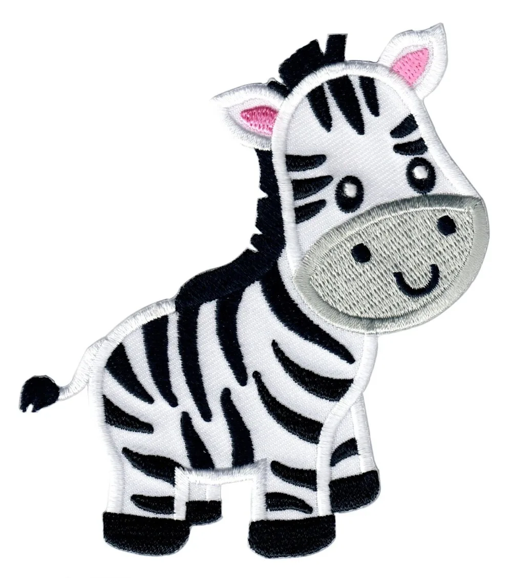 

Custom embroidered Patches Zebra Zoo Iron-On badge Applique Customized logo available factory direct