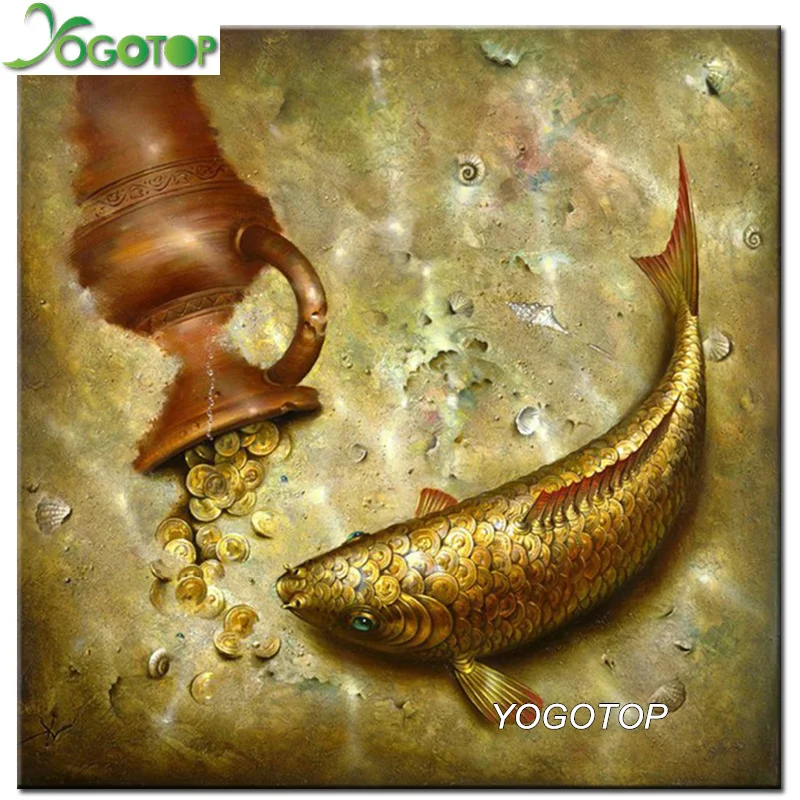 

YOGOTOP Diamond Embroidery Gold Fish Full Diy Diamond Painting Cross Stitch 5D Diamond Mosaic Square Needlework ZB636