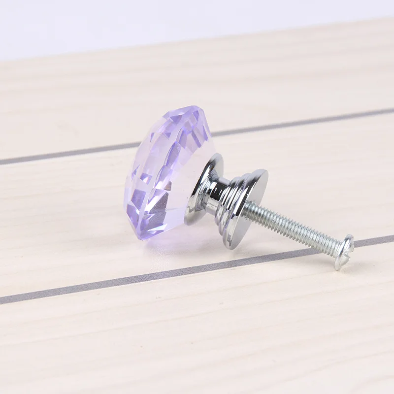 30mm Crystal Wine Cabinet Handles Drawer Knobs Zinc Alloy Lavender