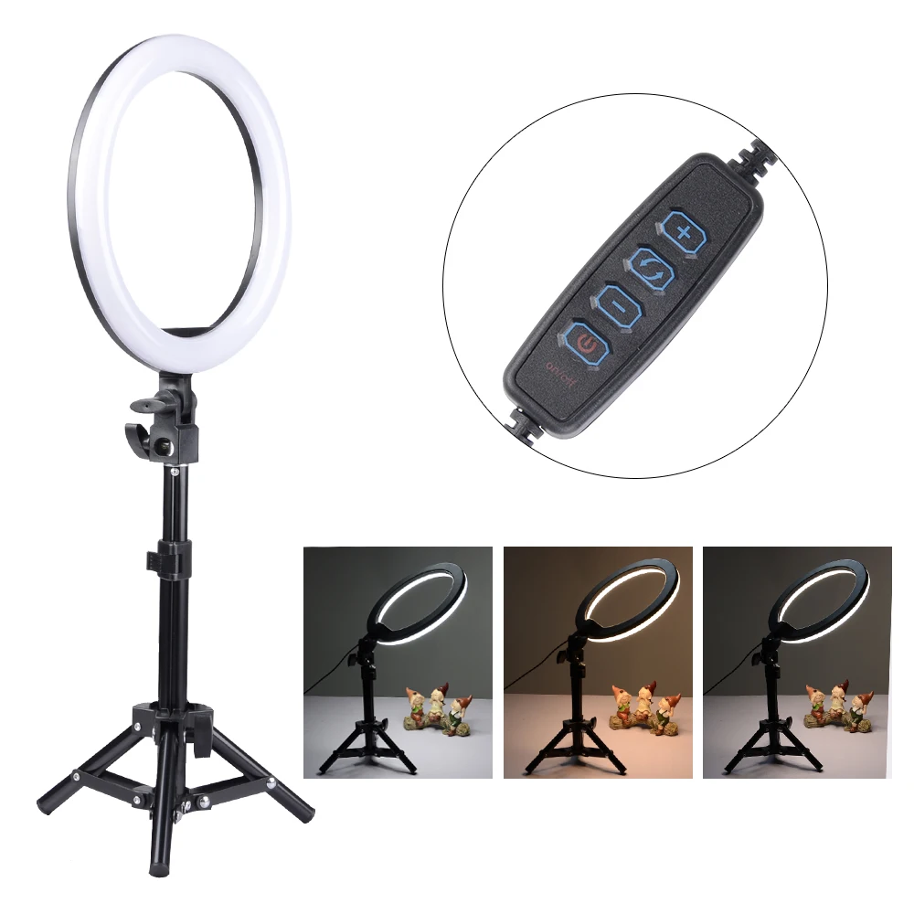 

Dimmable 10 inches LED SMD 2700-5500K Ring Light Kit Studio Video Light LED Lighting With Extended Mini Ball Head, Phone Holder