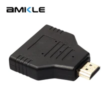 Amkle 1080P 1 in 2 HDMI Adapter Splitter HDMI Male to HDMI 2 Female Onversion Head Adapter 1.4 HDMI Switch for HDTV