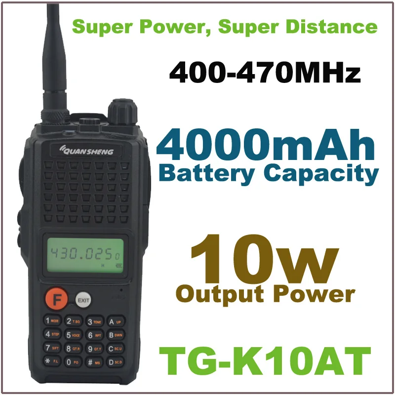 Walkie-talkie de potencia de salida de 10 vatios, superpotencia, TG-K10AT  de distancia, UHF, 400-470MHz, Radio bidireccional con paquete de batería  de 4000mAh - AliExpress