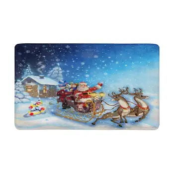 

Santa Claus in Sleigh with Reindeer Doormat Anti-Slip Entrance Mat Floor Rug Indoor/Front Door Mats Home Decor