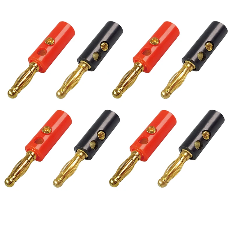 High quality 4mm Banana Plug connector GoldPlated Red&Black Length 4mm Solderless Side Stackable