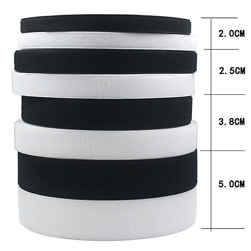 16/20/25/30/38/50/100mm*5m/Pair Adhesive Fastener Tape Sew-On Hook and Loop Black White Magic Tape Strip No Glue Sewing Accessor