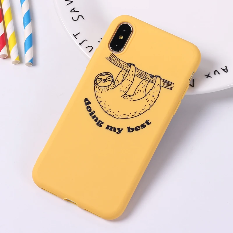 

Cute Cartoon Sloth Animals Cat Emoji Soft Silicon Printed Phone Case For iPhone 11 Pro Max 6 6S 8 8Plus X 7 7Plus XS Max Fundas