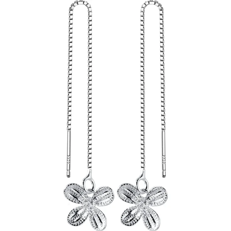

Trustdavis 100% 925 Solid Real Sterling Silver Stud Earrings Cute Butterfly Linked 8.4cm Drop Stick Girls Friends Gift DA280