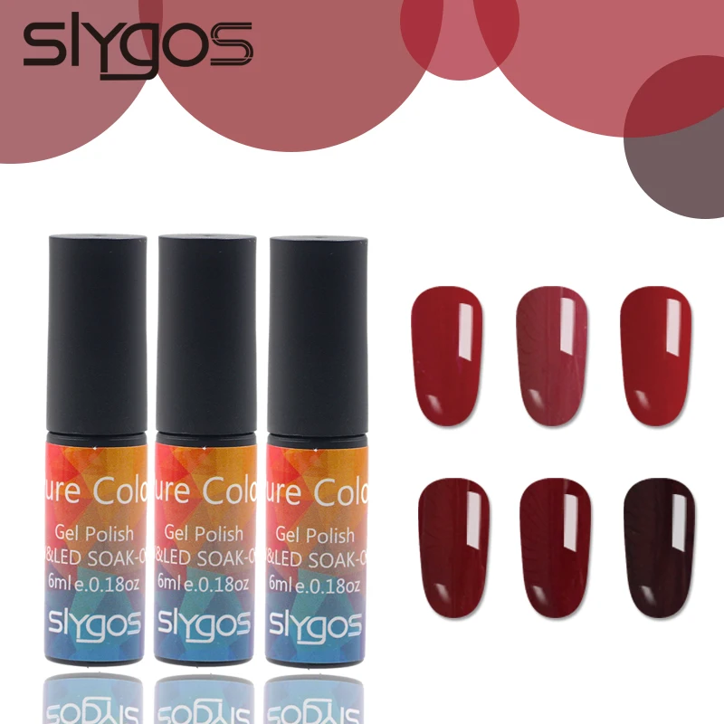 

3Pcs/Set SLYGOS 6ML Wine Red Cherries Series Portable Soak Off UV Gel Polish White Long Lasting Pure Color Gel Varnish Manicure