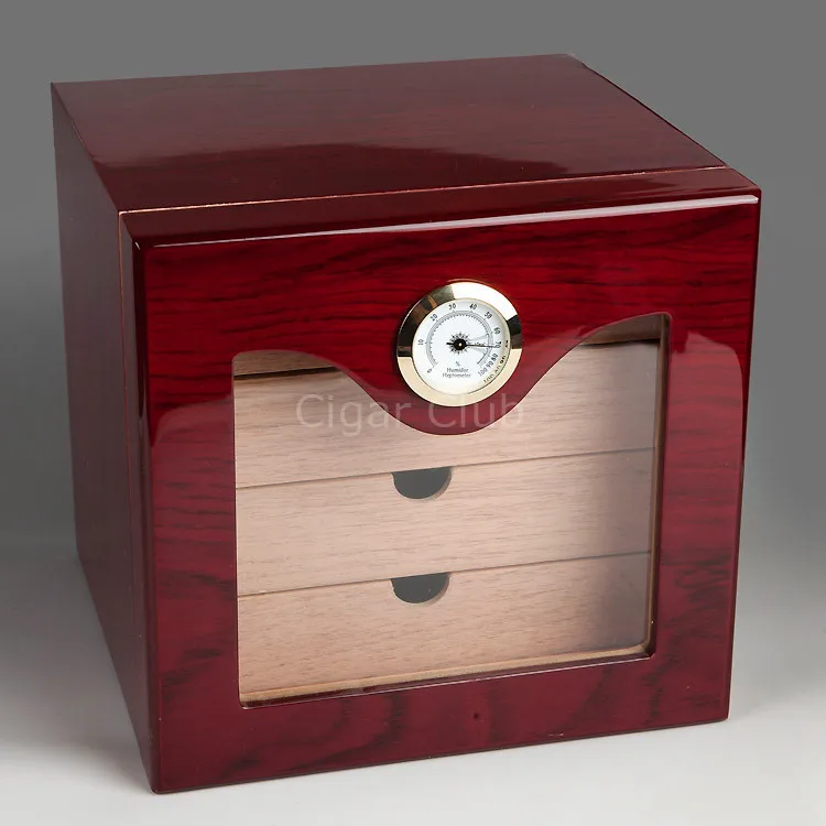 Free Shipping Square Red Color Small Custom Wood Cigar Humidor