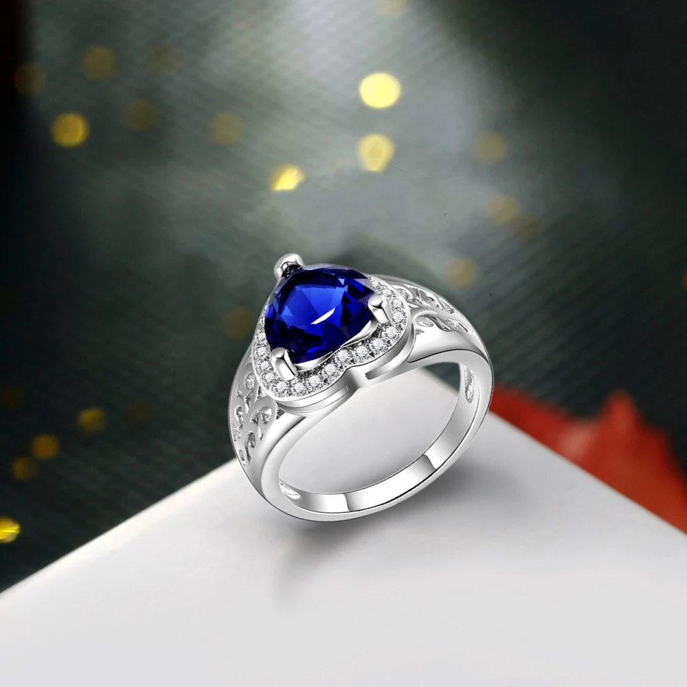 New standard sterling silver 925 Love Sapphire ring personalized gemstone ring Party Trendy