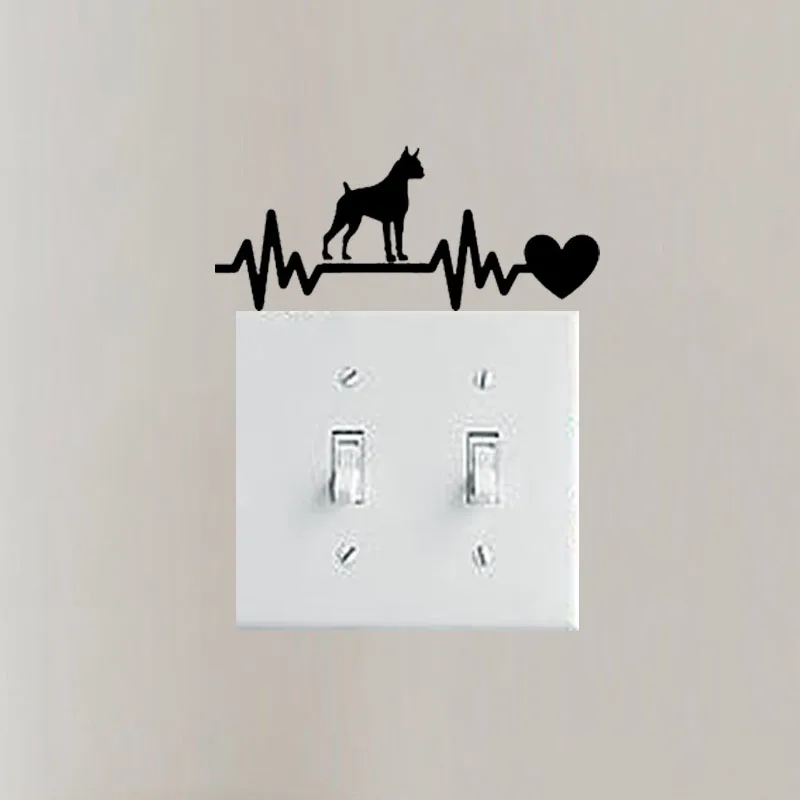 

Boxer Dog Heartbeat Lifeline Wall Decor Switch Sticker Vinyl Decor Decor 3SS0259