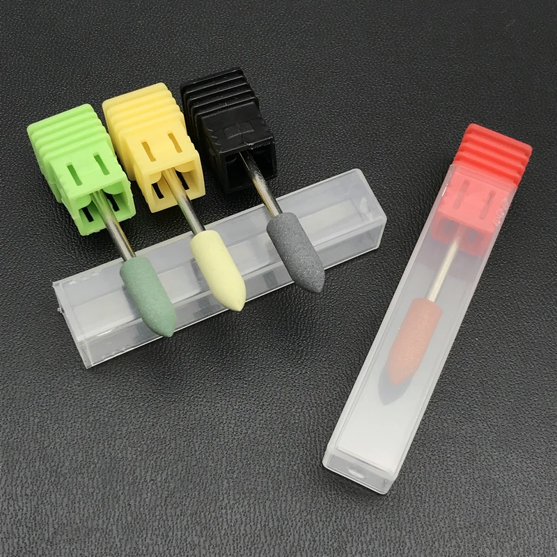 

4PC/set Long Bullet Head Nail Drills Rubber Silicon Bits Nail Buffer Electric Machine Manicure Nail Art Accessories