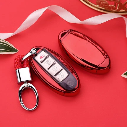 ТПУ+ ПК чехол ключа дистанционного управления автомобилем чехол Брелок на ключи для infiniti EX FX G25 G37 FX35 EX25 EX35 FX37 EX37 Q60 QX50 QX70 для ключа nissan чехол - Название цвета: red with keychain