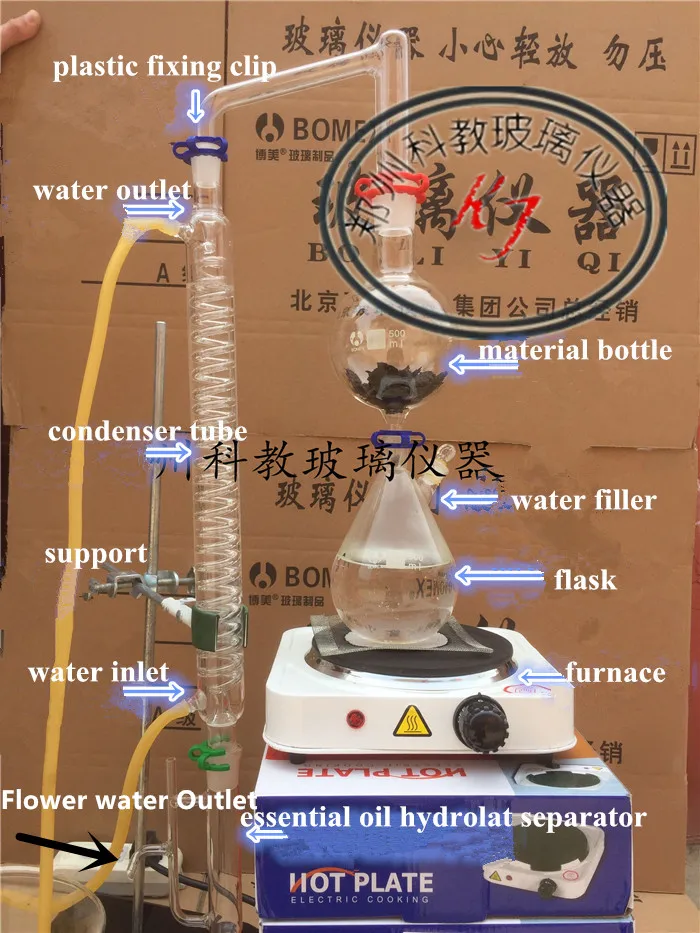 500 мл/1л/2л стеклянный инструмент для экстракции эфирного масла сепаратор паровой дистилляции устройство домашний DIY стеклянный дистиллятор