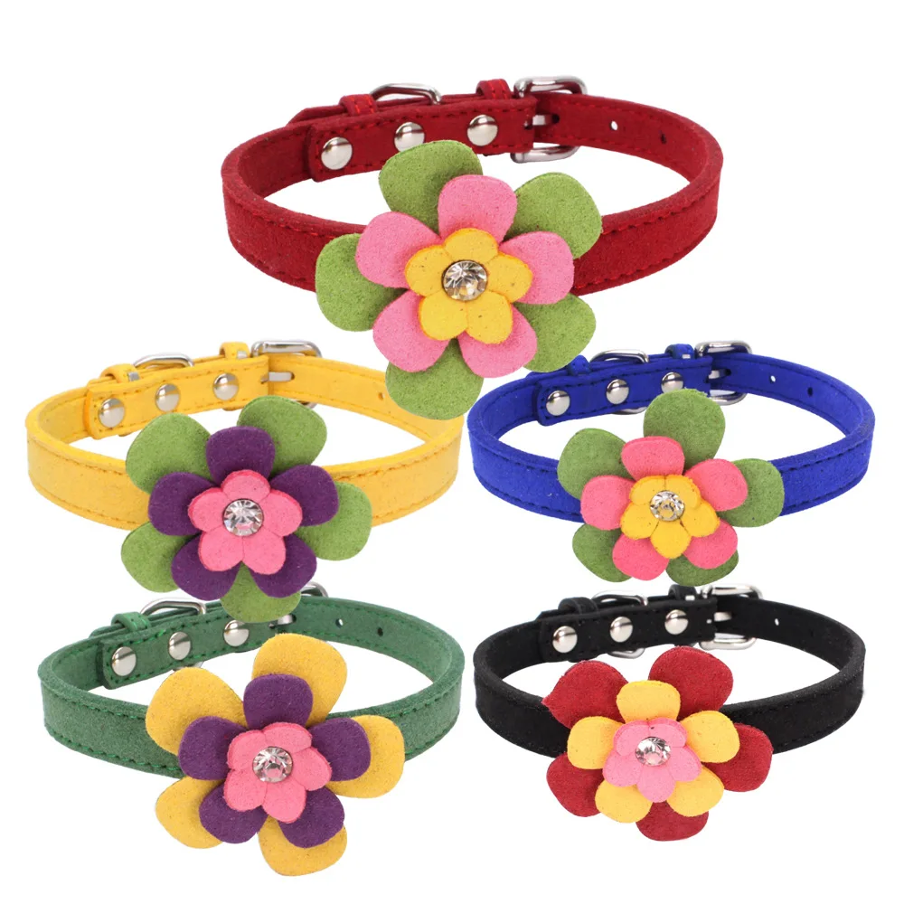 Adjustable Pet Dog Collar With Three layers Flower Designed Neck Strap