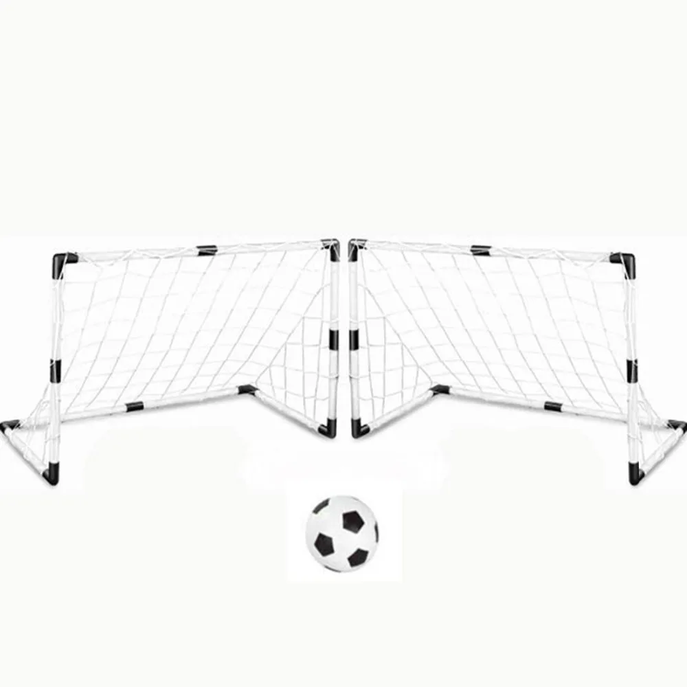 

Set of 2 DIY Children Sports Soccer Goals with Soccer Ball and Pump Practice Scrimmage Game - White