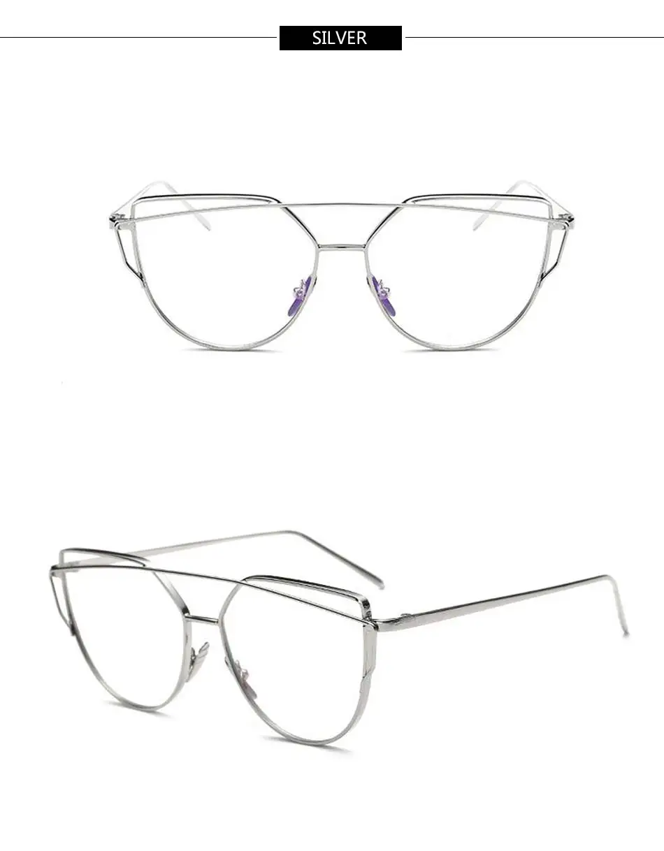 Новая мода кошачий глаз очки для женщин мужские очки с оптической оправой линзы очки металлическая оправа солнцезащитные очки Женские винтажные прозрачные очки