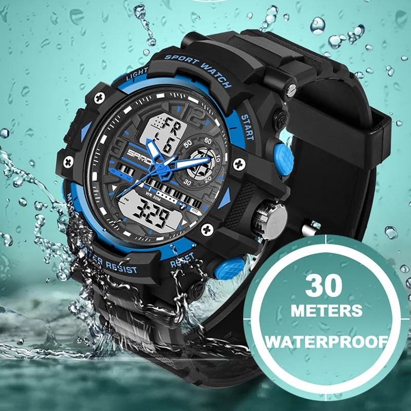 

SANDA Men Sport Watch Waterproof Fashion Quartz Watch Men Analog Military Multifunctional Digital Wrist Watches reloj hombre