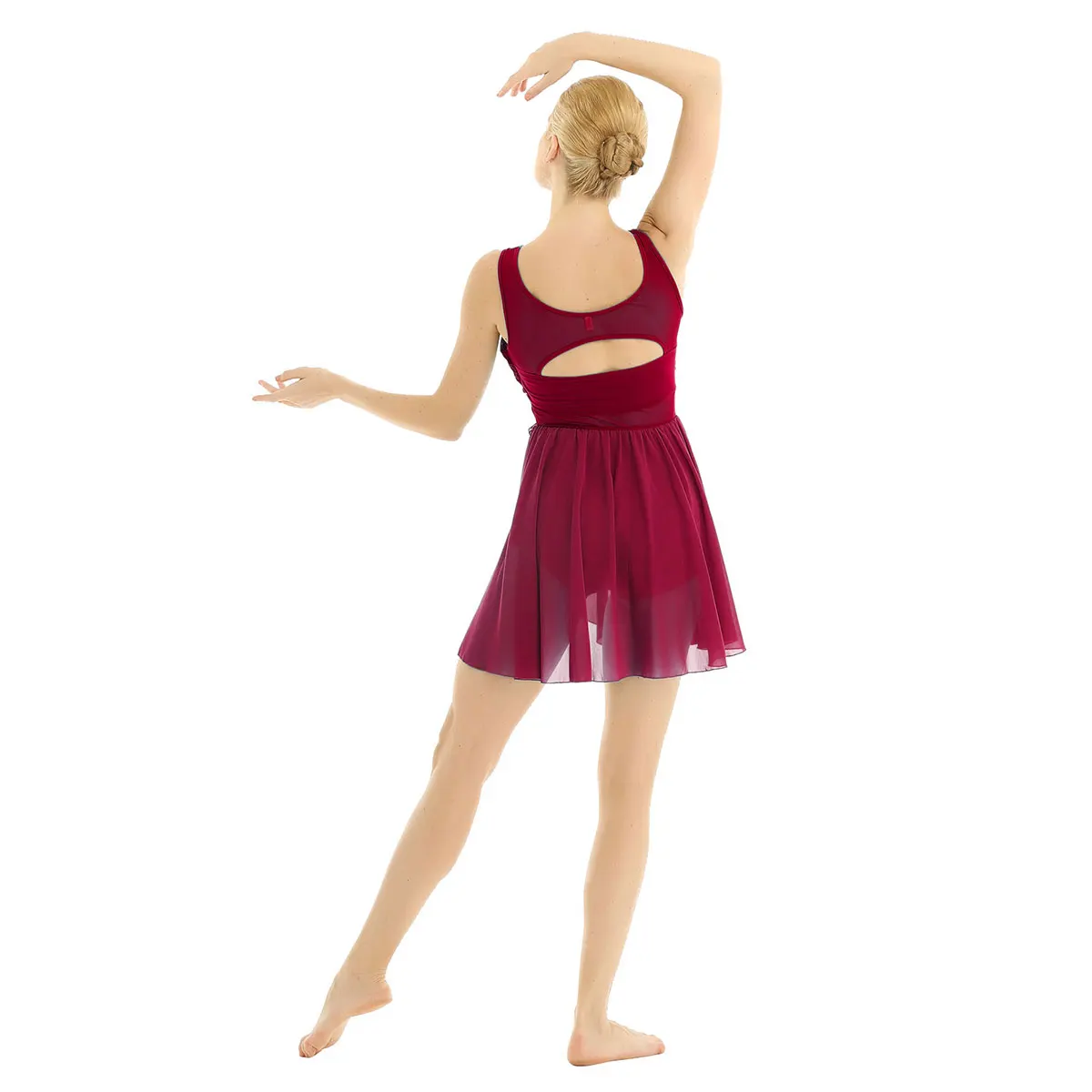 Балетное женское платье без рукавов с асимметричным вырезом, шифоновое эластичное балетное платье-пачка, взрослый гимнастический купальник для балерин, Танцевальная вечеринка